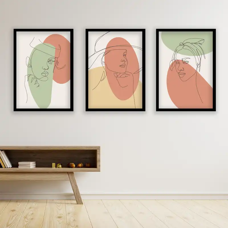 تابلو مدل مینیمال دکوراتیو کد LA-G3095 مجموعه 3 عددی