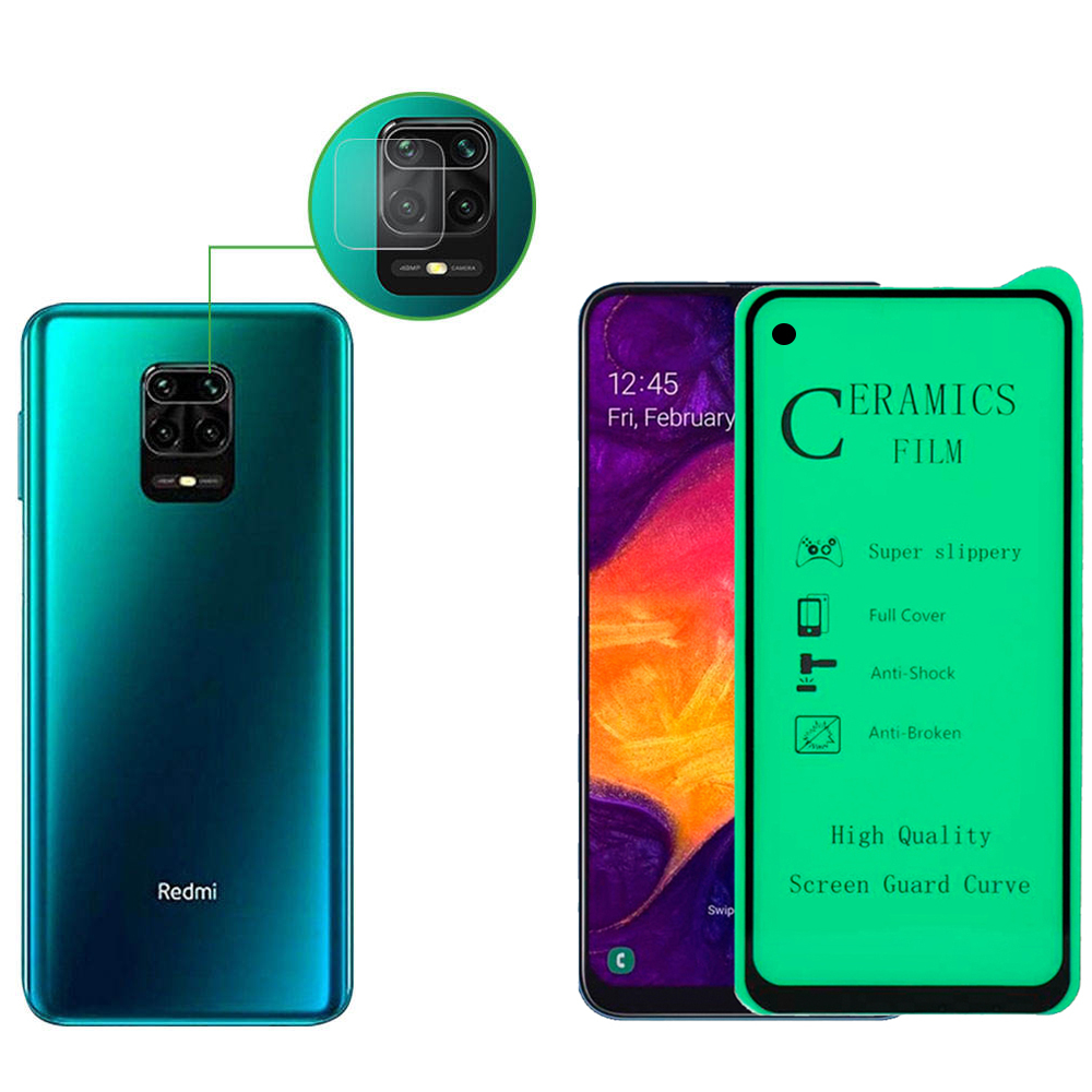 محافظ صفحه نمایش لئو مدل GCGLNZ_RN9S_2 مناسب برای گوشی موبایل شیائومی REDMI NOTE 9S به همراه محافظ لنز دوربین