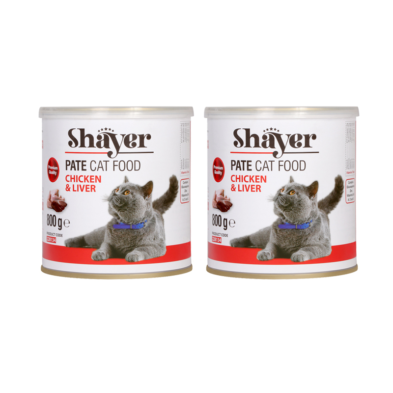 کنسرو غذای گربه شایر مدل پته مرغ و جگر وزن 800 گرم بسته 2 عددی