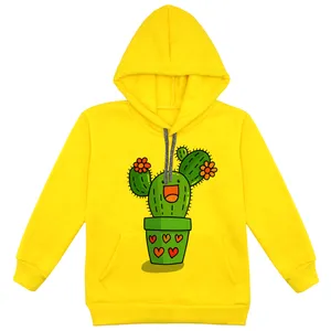 هودی دخترانه مدل کاکتوس F130 رنگ زرد