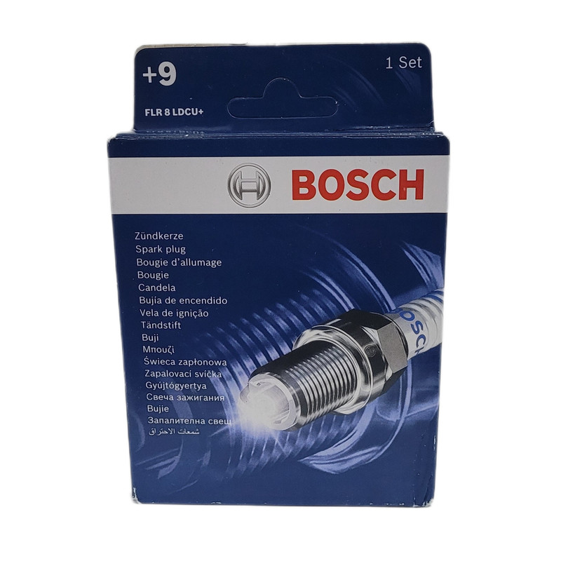 شمع خودرو بوش مدل دو پلاتین پایه کوتاه کد FLR8LDCU+ (+9) Germany بسته 4 عددی