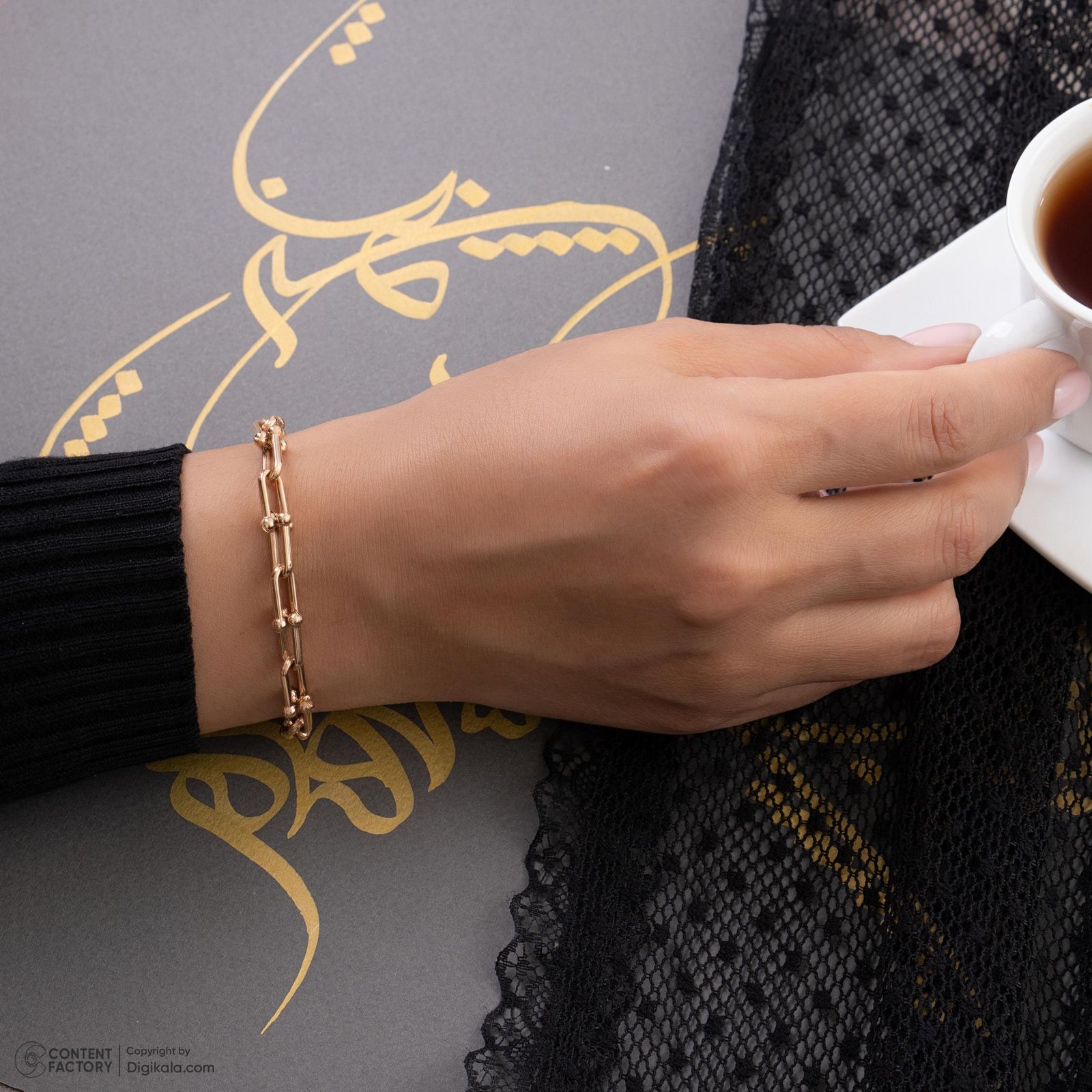 دستبند زنجیری طلا 18 عیار زنانه حافا گلد مدل تیفانی کد br010 -  - 2