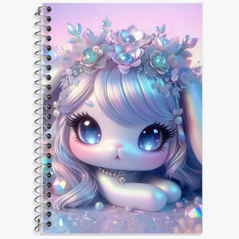 دفتر زبان 50 برگ خندالو مدل دو خط طرح خرگوش بامزه کد F5498