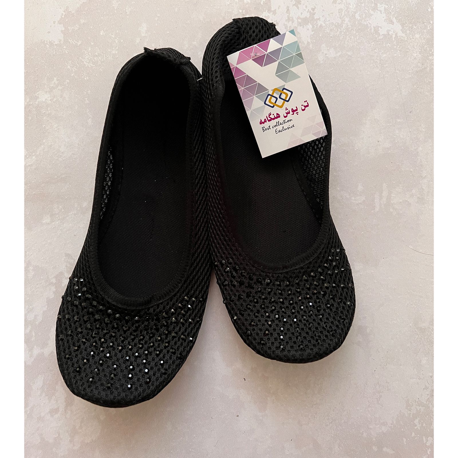 پاپوش زنانه تن پوش هنگامه مدل کف چرم نگینی روفرشی -  - 3