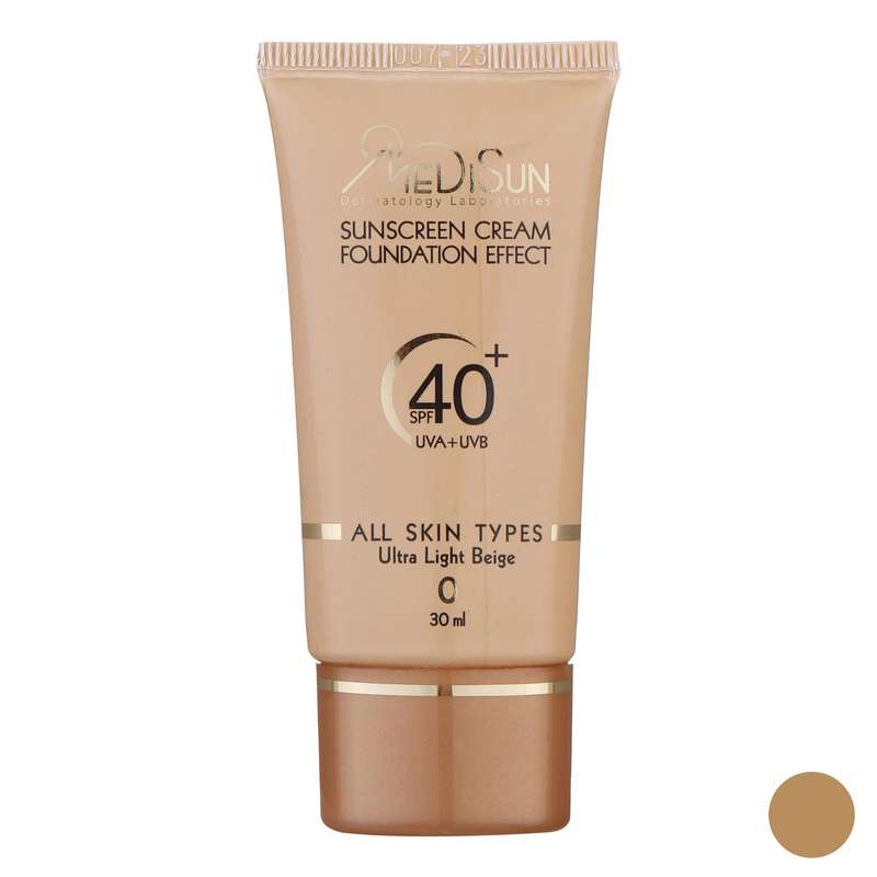 کرم ضد آفتاب رنگی مدیسان مدل Ultra Light Beige SPF40 محافظ UVA ،UVB، مناسب انواع پوست حجم 30 میلی‌لیتر