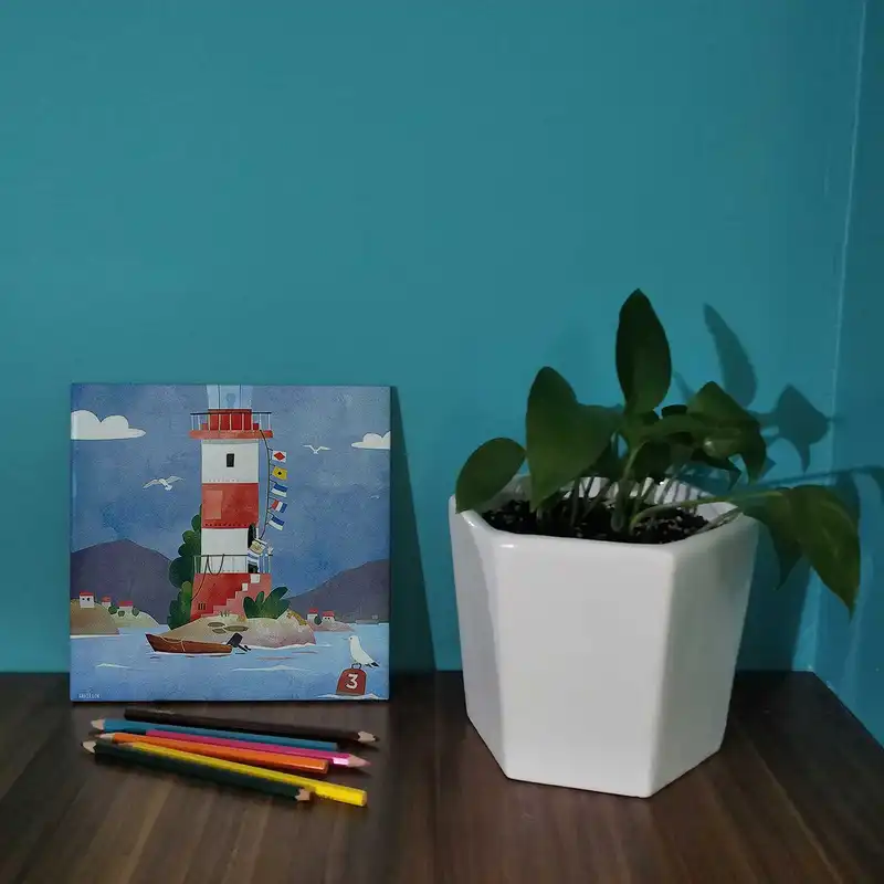 کاشی کارنیلا طرح نقاشی فانوس دریایی کد wk217