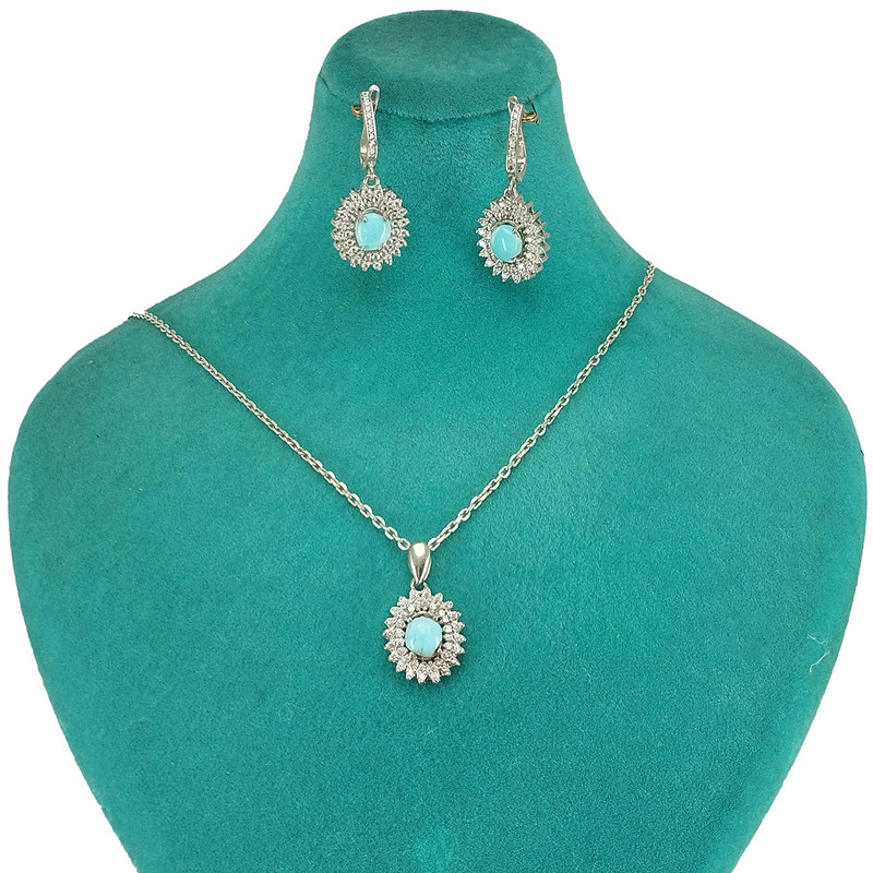 نیم ست نقره زنانه سلین کالا مدل فیروزه کد 130