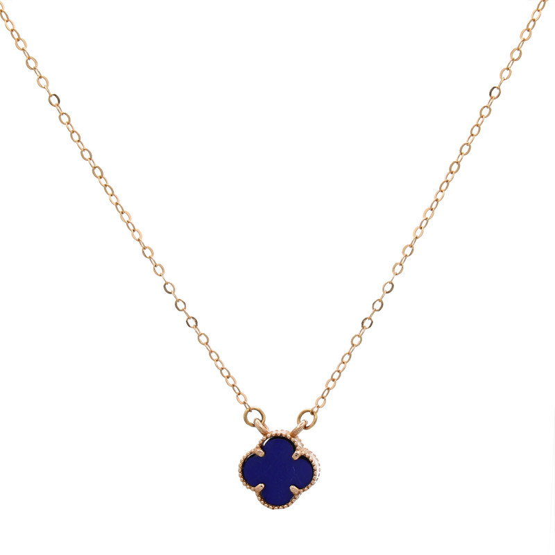 گردنبند طلا 18 عیار زنانه با زنجیر حلقه‌ای (فلامینگو) سکه شیخ مدل Vancleef - 1N