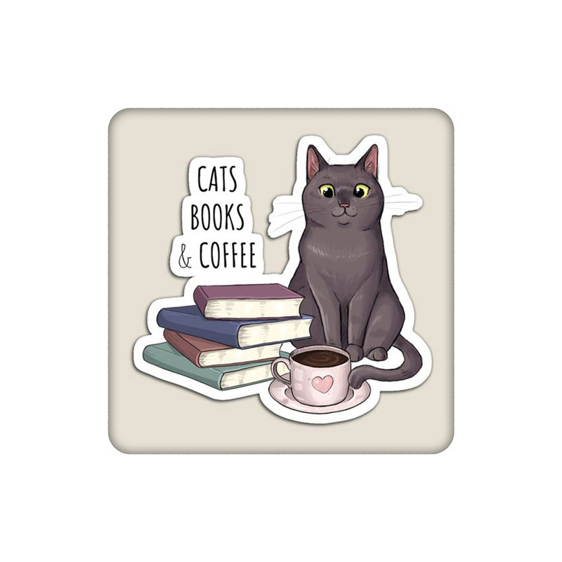 زیرلیوانی طرح گربه و قهوه و کتاب کد 7665181