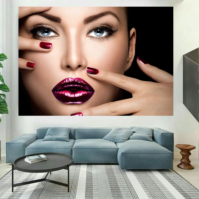 پوستر پارچه ای طرح چهره مدل آرایشگاه زنانه کد AR18920