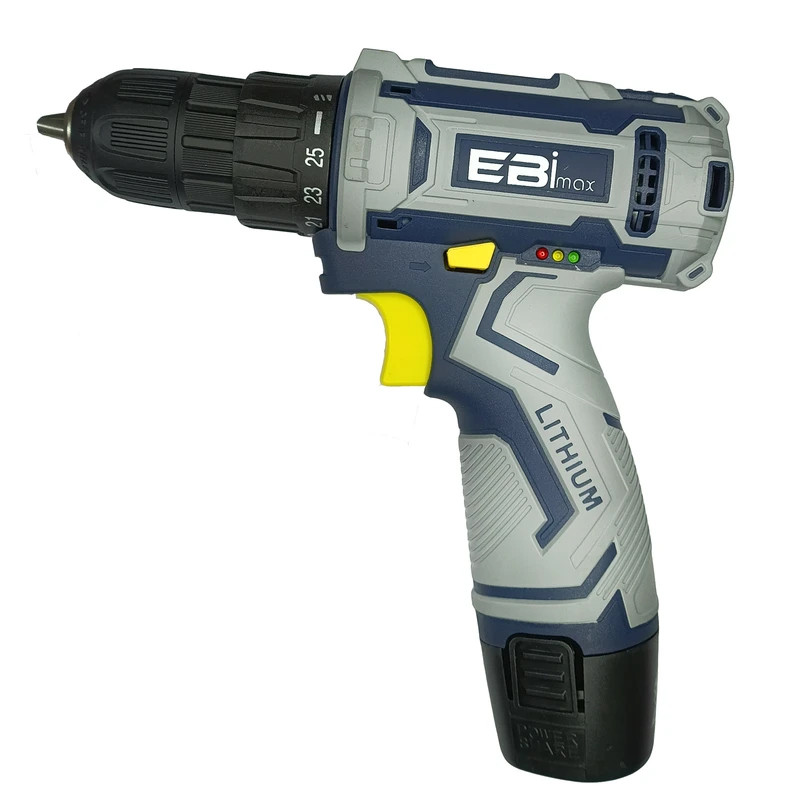 دریل پیچ گوشتی شارژی 10میلی‌متری 12ولت ابی مکس مدل EM-12V مجموعه 24 عددی
