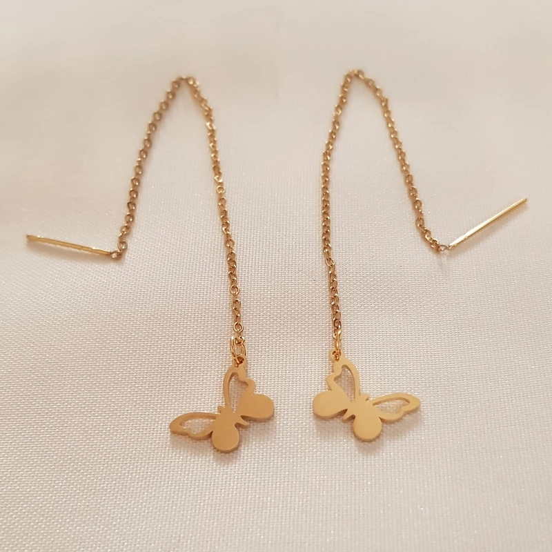 گوشواره زنانه مدل بخیه ای پروانه 3235