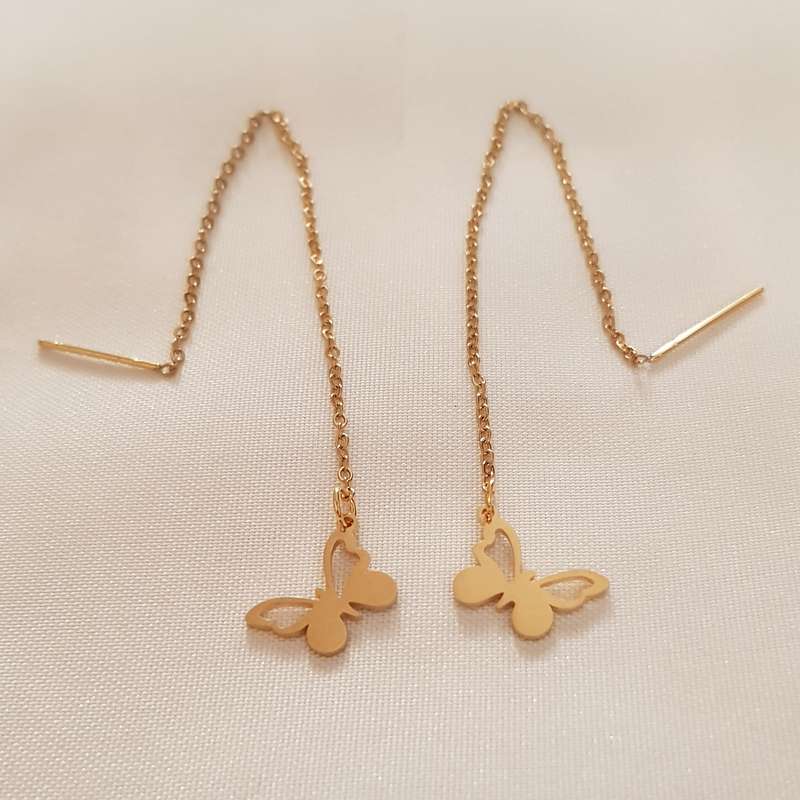 گوشواره زنانه مدل بخیه ای پروانه 3235 گوشواره زنانه مدل بخیه ای پروانه 3235