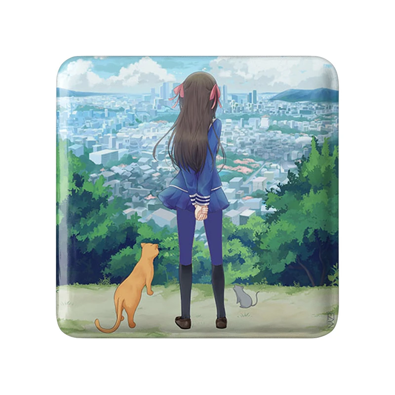 پیکسل خندالو طرح هوندا، یوکی و کیو انیمه سبد میوه مدل مربعی کد 33996