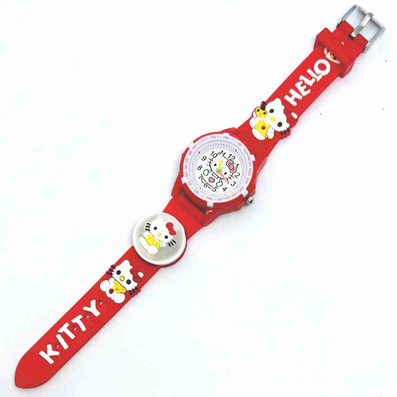 ساعت مچی عقربه ای بچگانه مدل چراغدار بند سیلیکونی ضد حساسیت طرح هلو کیتی کد 4