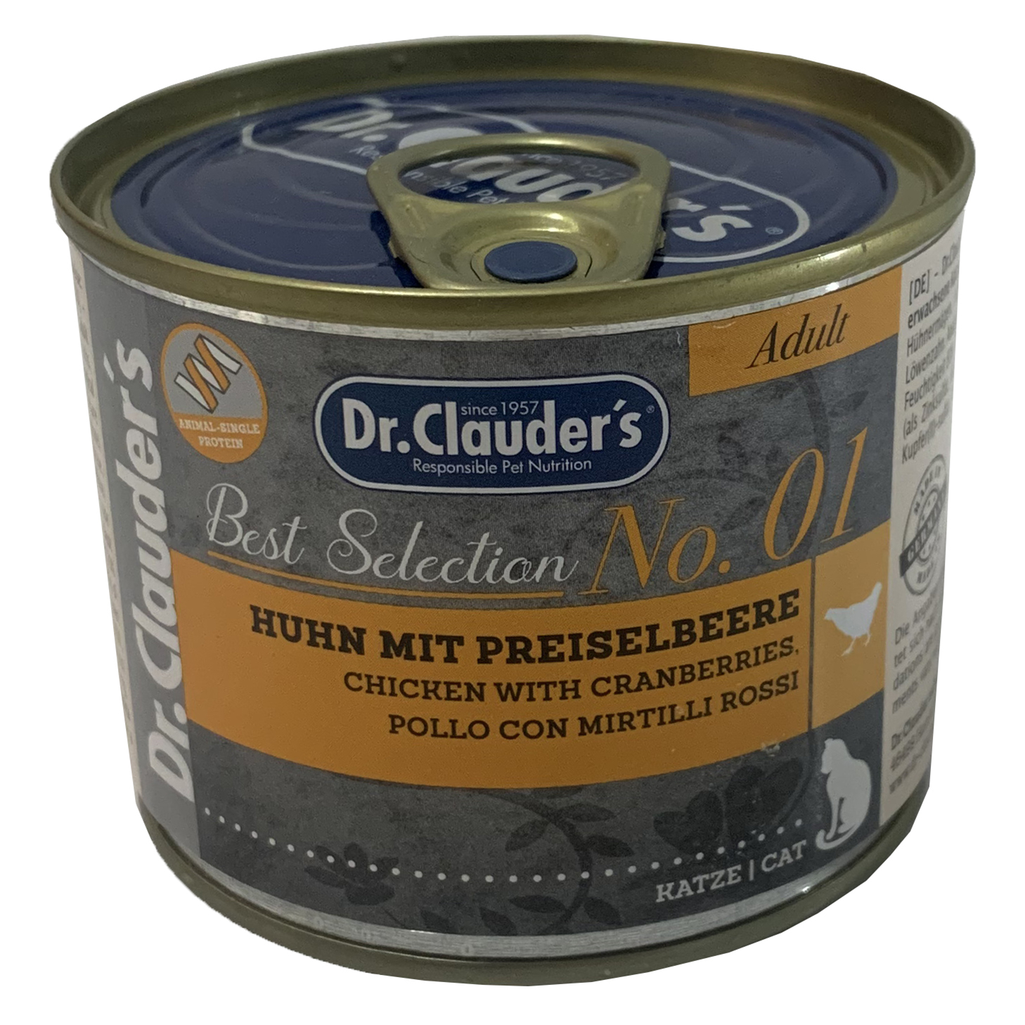 کنسرو غذای گربه دکتر کلادرز مدل No.01 Chicken with cranberries وزن 200 گرم