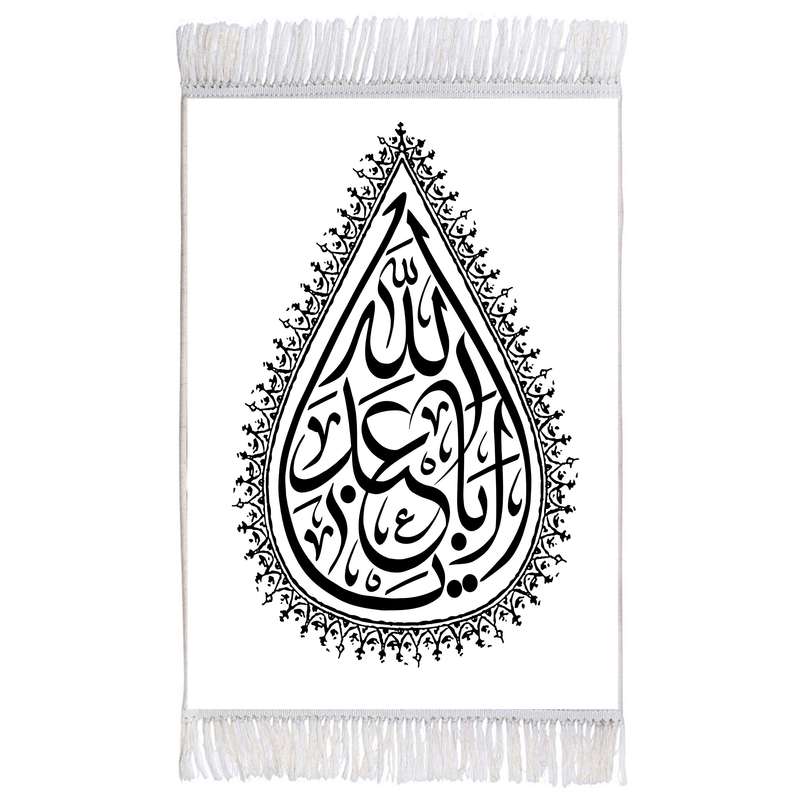 فرش ماشینی دیوارکوب اطلس آبی طرح یا ابا عبدالله مدل T2571 