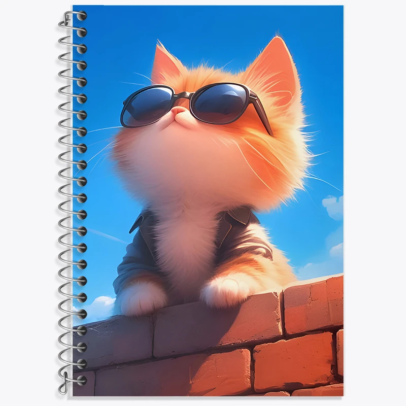 دفتر زبان 50 برگ خندالو مدل سه خط طرح گربه بامزه کد F7256