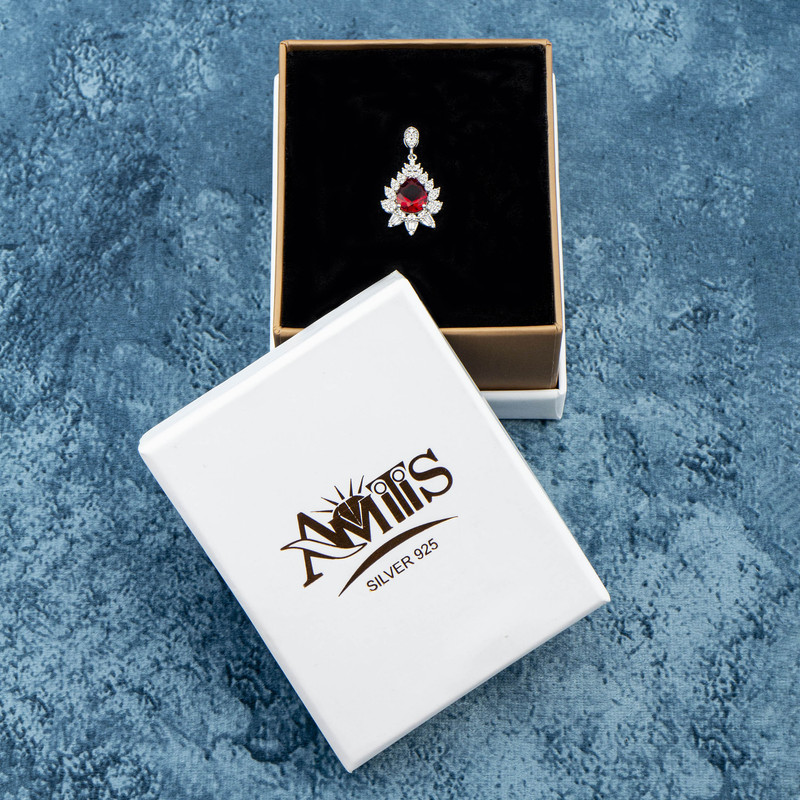 گردنبند نقره زنانه مدل یاقوت AMT-M143
