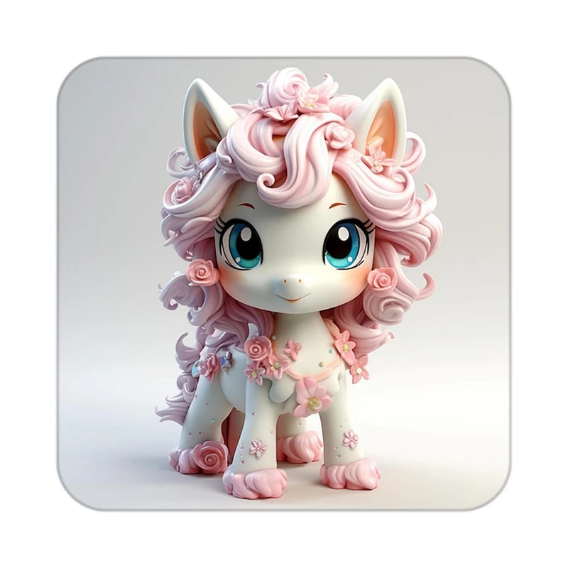 زیر لیوانی کاکتی طرح اسب تک شاخ و یونیکورن مدل mp32440