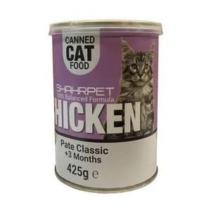 کنسرو غذای گربه شهرپت مدل Chicken وزن 425 گرم