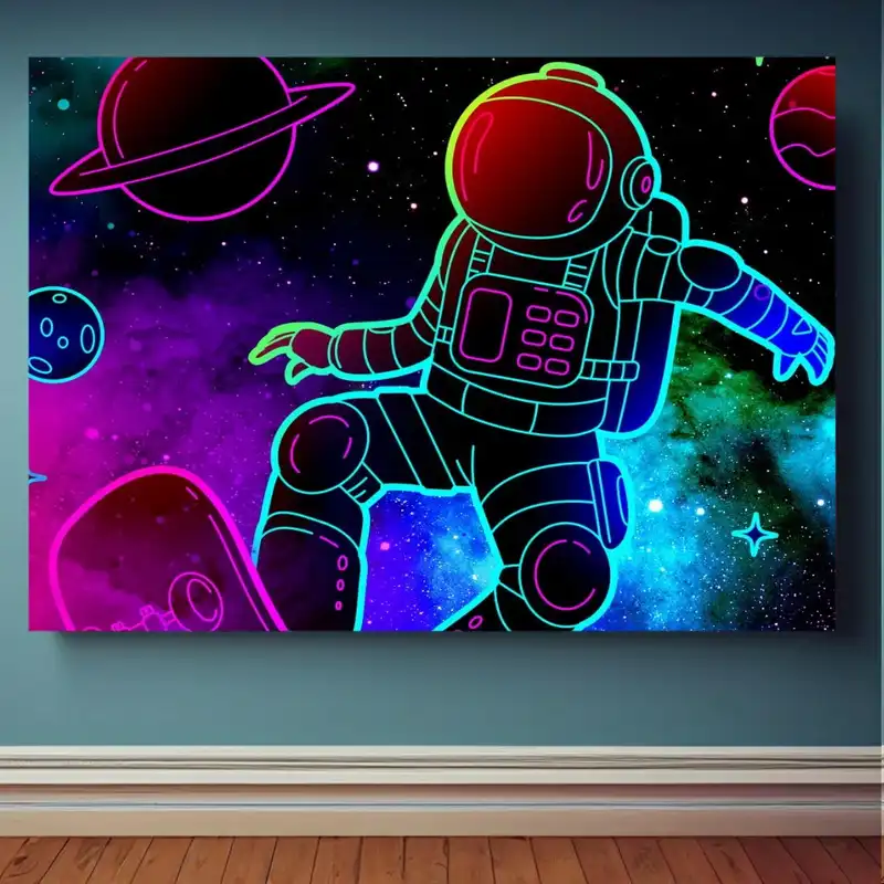 پوستر پارچه ای طرح نئون مدل فضانورد کد PP2550