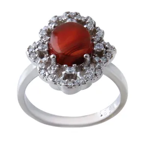 انگشتر نقره زنانه مدل سنگ عقیق یمانی کد AWR_788