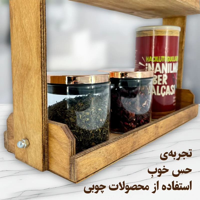 عکس شماره 7 : استند جا ادویه ای مدل دو طبقه چوبی st09