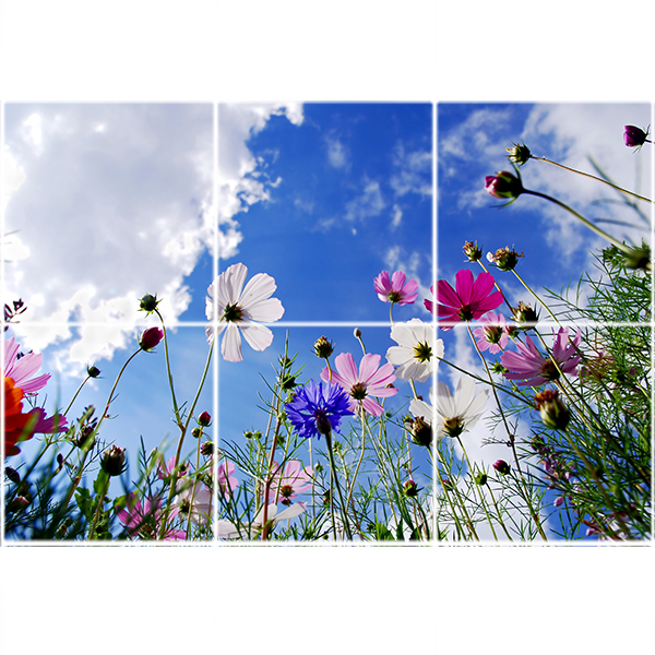 تایل سقفی آسمان مجازی طرح آسمان و گلهای زیبا کد ST 2330-6 سایز 60x60 سانتی متر مجموعه 6 عددی