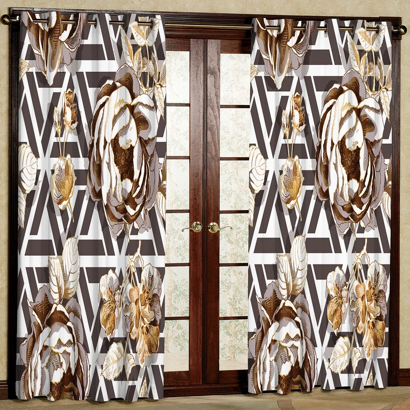 پرده مدل گل دار هازان پانچی کد 2025 سایز 140x200 سانتی متر