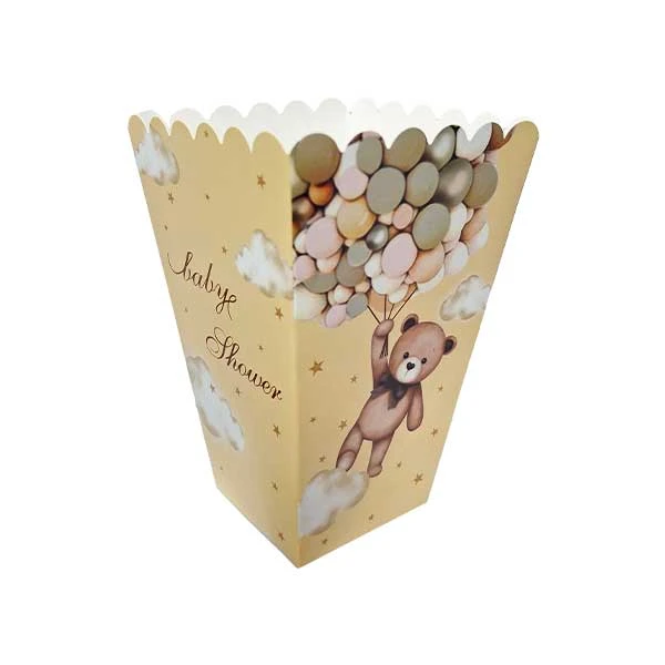 ظرف یکبار مصرف مدل پاپ کرن تدی کد TeddyP1 مجموعه 10 عددی