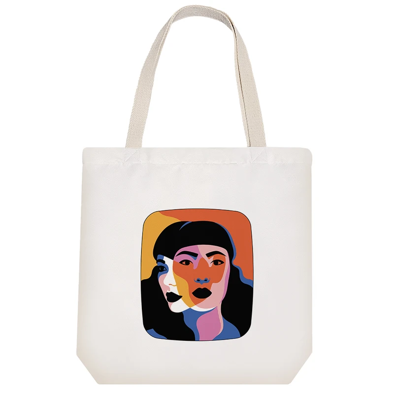 ساک خرید پارچه ای خندالو طرح پرتره دختر مدل توت بگ کد 7396