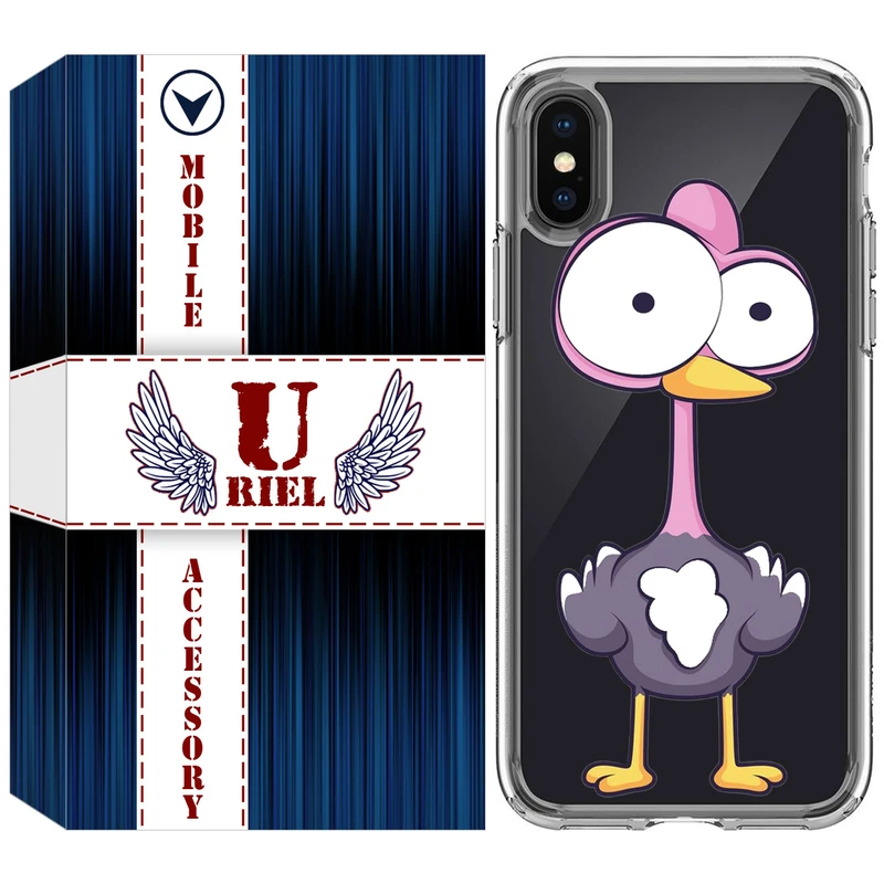 کاور یوریل قاب مدل Clear کد 43 طرح شترمرغ مناسب برای گوشی موبایل اپل iPhone X / iPhone XS