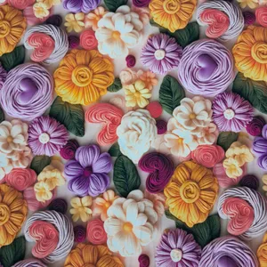 پارچه لباس عرض 1.5 متر مدل گل سه بعدی رنگ گلبهی