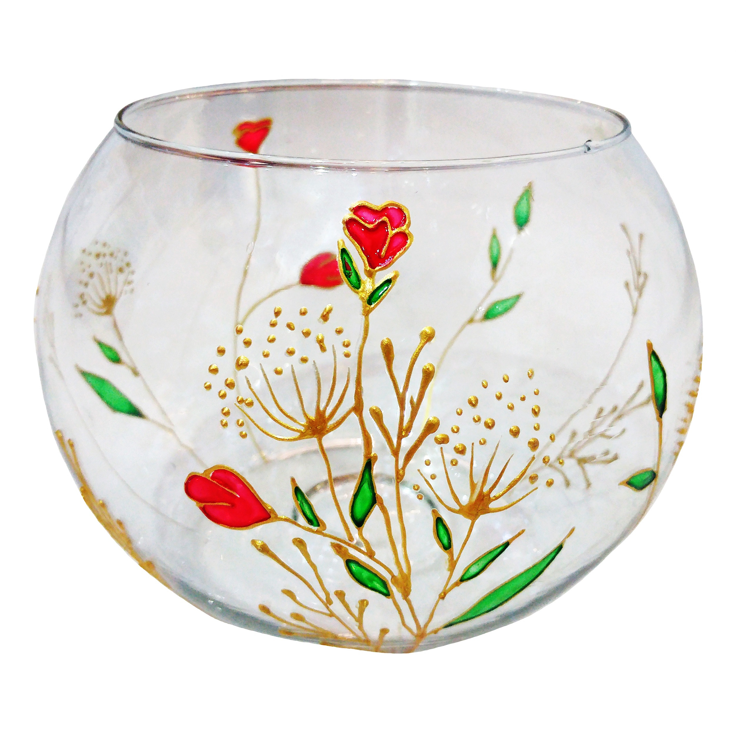 تنگ ماهی شیشه ای طرح شقایق کد 01