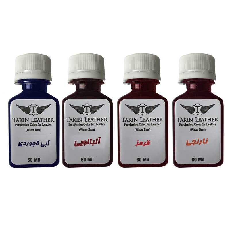 رنگ رویه چرم تکین مدل حکاکی کد 4XColored حجم 60 میلی لیتر بسته 4 عددی