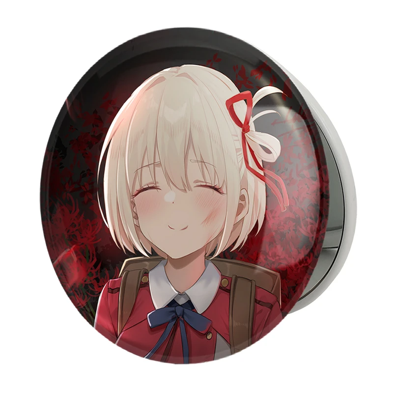 آینه جیبی خندالو طرح چیساتو انیمه لیکوریس ریکویل Lycoris Recoil مدل تاشو کد 23002 