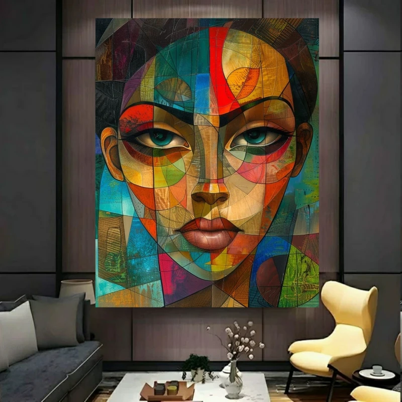 پوستر پارچه ای طرح مخمل  فانتزی مدل چهره زن با چشمان روشن کد BK57795