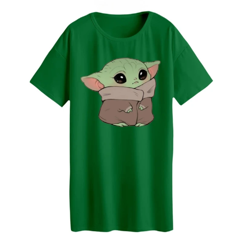 تی شرت لانگ زنانه مدل  بیبی یودا کد 1