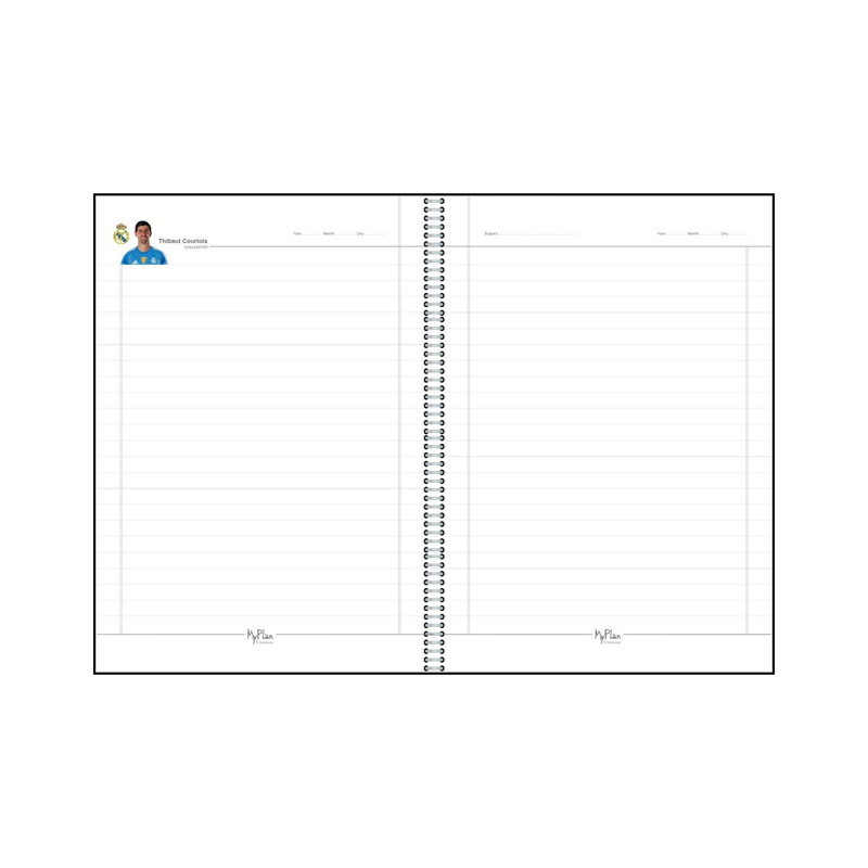 دفتر مشق 100 برگ مای پلن طرح رئال مادرید، امباپه و بلینگهام مدل حاشیه رنگی کد R102