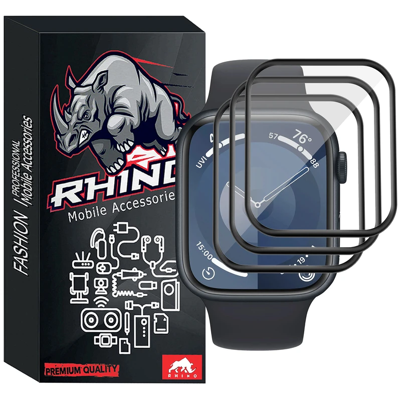 محافظ صفحه نمایش راینو مدل PMMA مناسب برای اپل واچ سری 9 45 میلی متر بسته 3 عددی