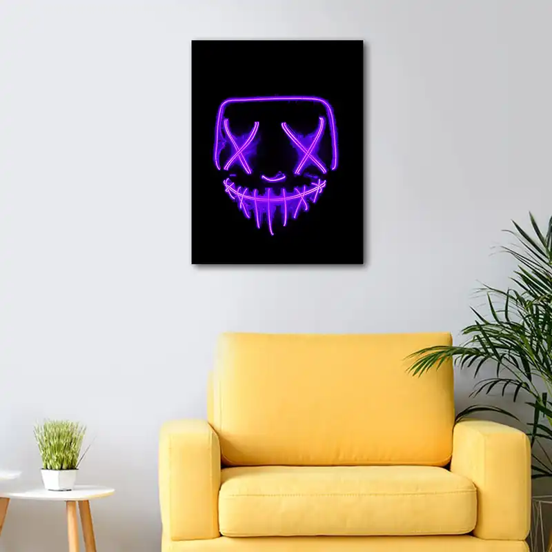 تابلو شاسی عرش مدل فانتزی ماسک پسرونه شبرنگ نئونی کد As2124