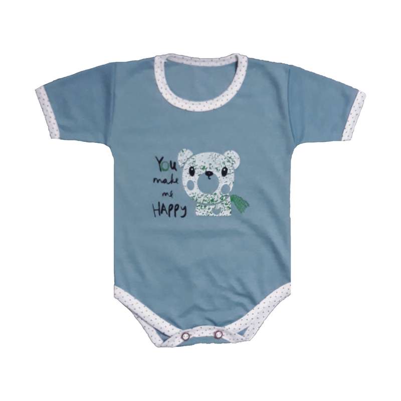 بادی آستین کوتاه نوزادی مدل happy