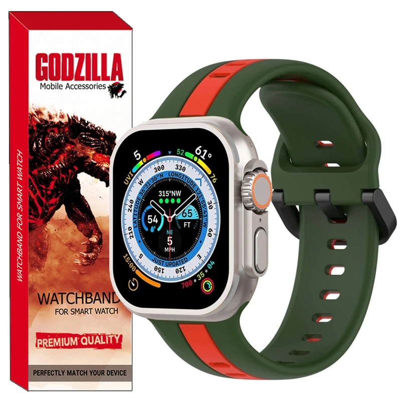 بند گودزیلا مدل Silicone-2C مناسب برای اپل واچ Ultra 49mm