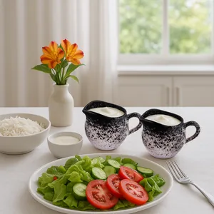 سس خوری سرامیکی بومی مدل ماربل مجموعه 2 عددی 