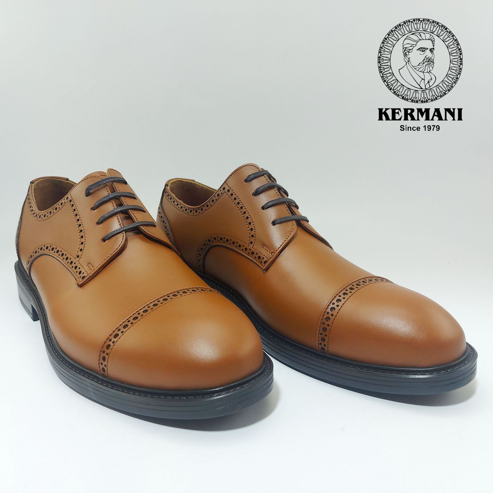 کفش مردانه کرمانی مدل چرم دستدوز طبیعی بِرِت کد 1062 رنگ عسلی -  - 6