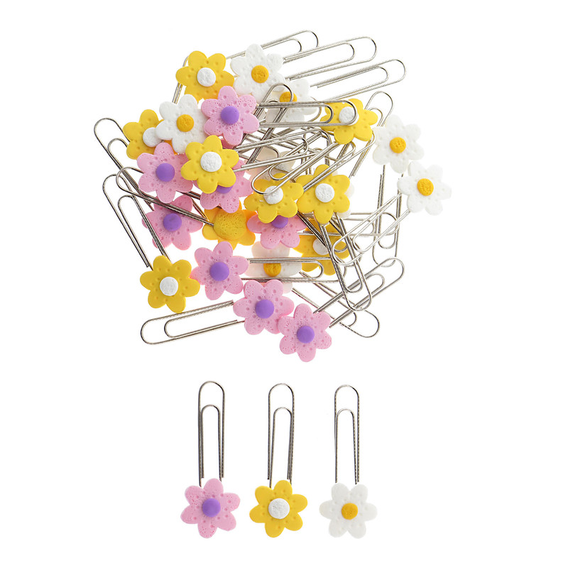 گیره کاغذ مدل گلهای رنگی بسته 30 عددی