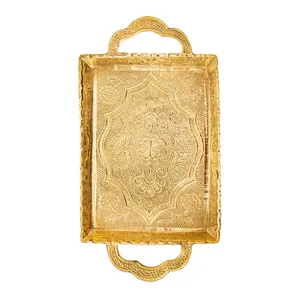 اردو خوری برنجی مدل سینی طرح گل کد 9574