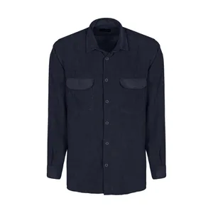 پیراهن آستین بلند مردانه مدل کبریتی رنگ سورمه ای