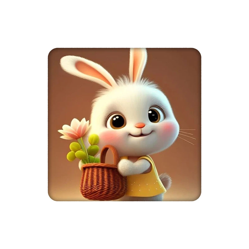 زیرلیوانی طرح خرگوش و گلدان گل کد 7095576